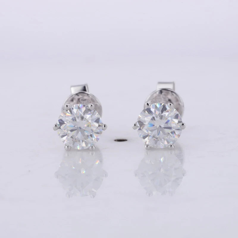 Starsgem Mossanite Earing Classic 6.5mm 1 Carat 14K Gold Screw Back 1ct Moissanite Stud Earrings