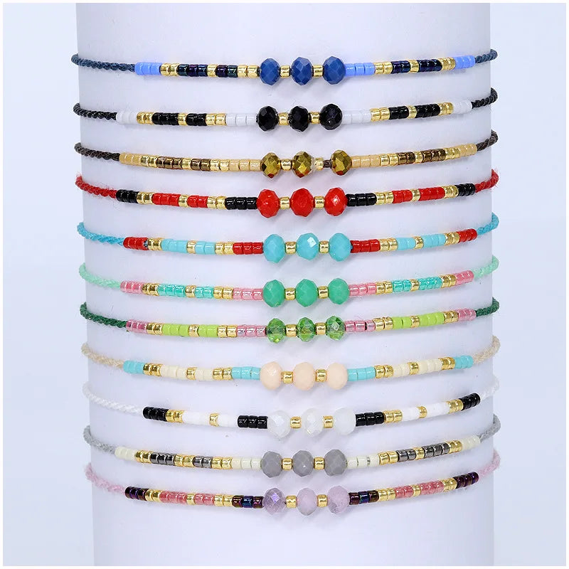BOHO Handmade Woven Miyuki Seed Bead Bracelet Adjustable Colorful Beads Friendship Bracelet for Women