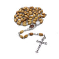 Virgin Mary Wooden Catholic Rosary Necklace Olive Wood Rosary Beads With Icon Portrait Crucifix Cross Pendant