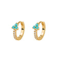 Women Diamond-studded Geometric Light Luxury Temperament All-match Earring Ear Buckle Female with Turquoise