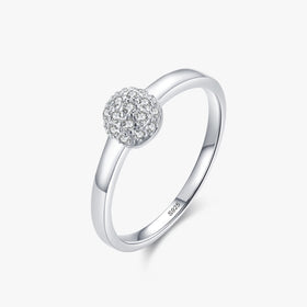 Ailmay Authentic Silver Sparkling Wedding Ring 925 Sterling Silver Round Clear CZ Finger Ring for Women Wedding Jewelry Gift