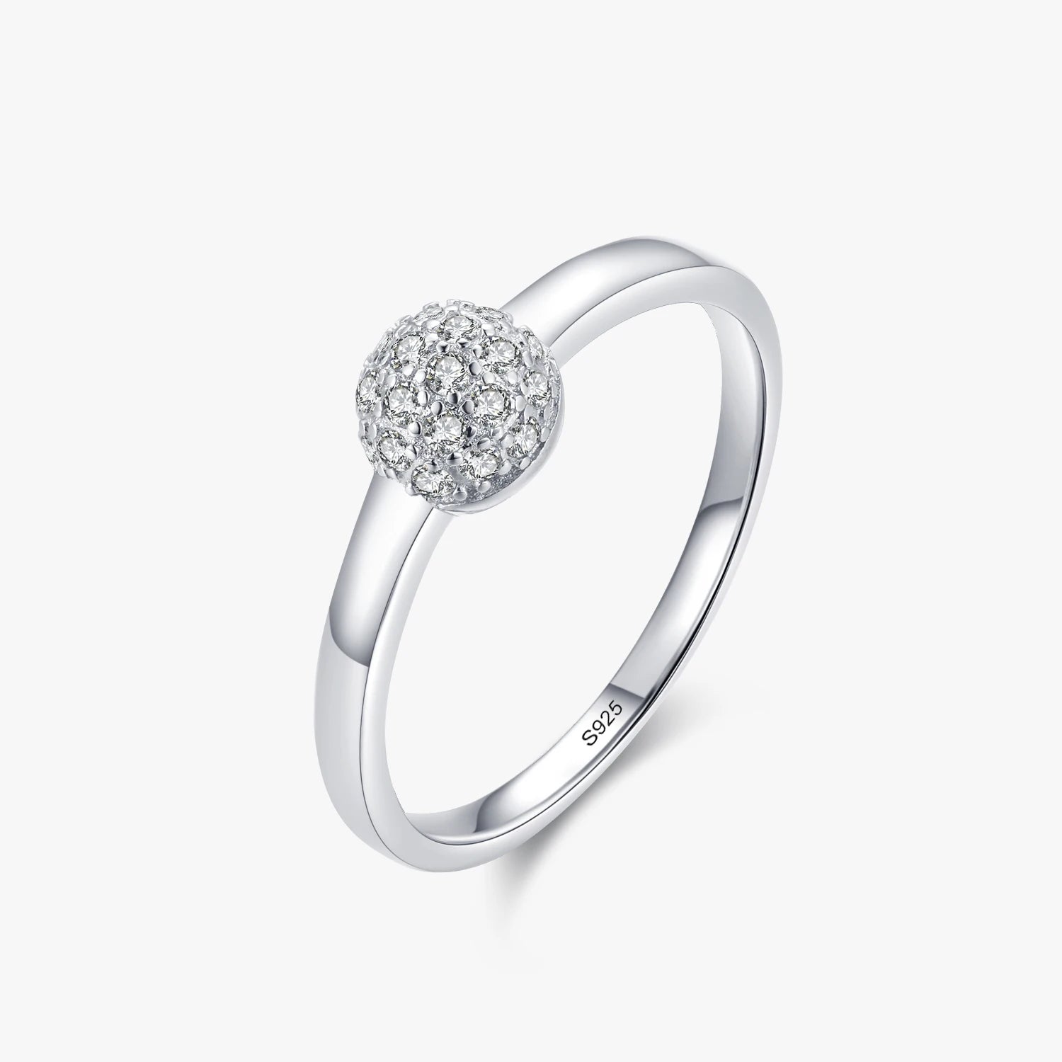 Ailmay Authentic Silver Sparkling Wedding Ring 925 Sterling Silver Round Clear CZ Finger Ring for Women Wedding Jewelry Gift
