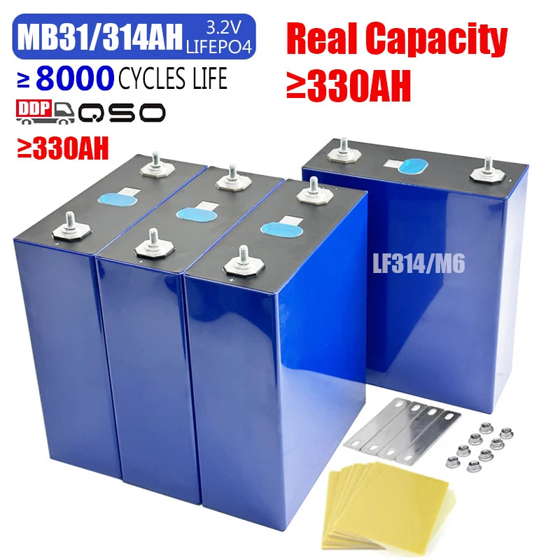 QSO 8000~10000 Cycle Ligepo4 280Ah 320Ah Zellen 3 4 3.3 3.2 V 360Ah 3.2V 360 320 314 AH Evemb31 MB31 314ah Lifepo4 Battery Cells