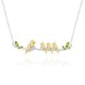 OEM ODM Latest Design New Trend Chrome Diopside Leaf Four Gold Plated Birds 925 Sterling Silver Necklace for Mom and Kid