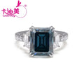Luxury Custom Original Gray Color Emerald Cut  Moissanite 9*11mm 5ct Engagement Wedding Rings Brand