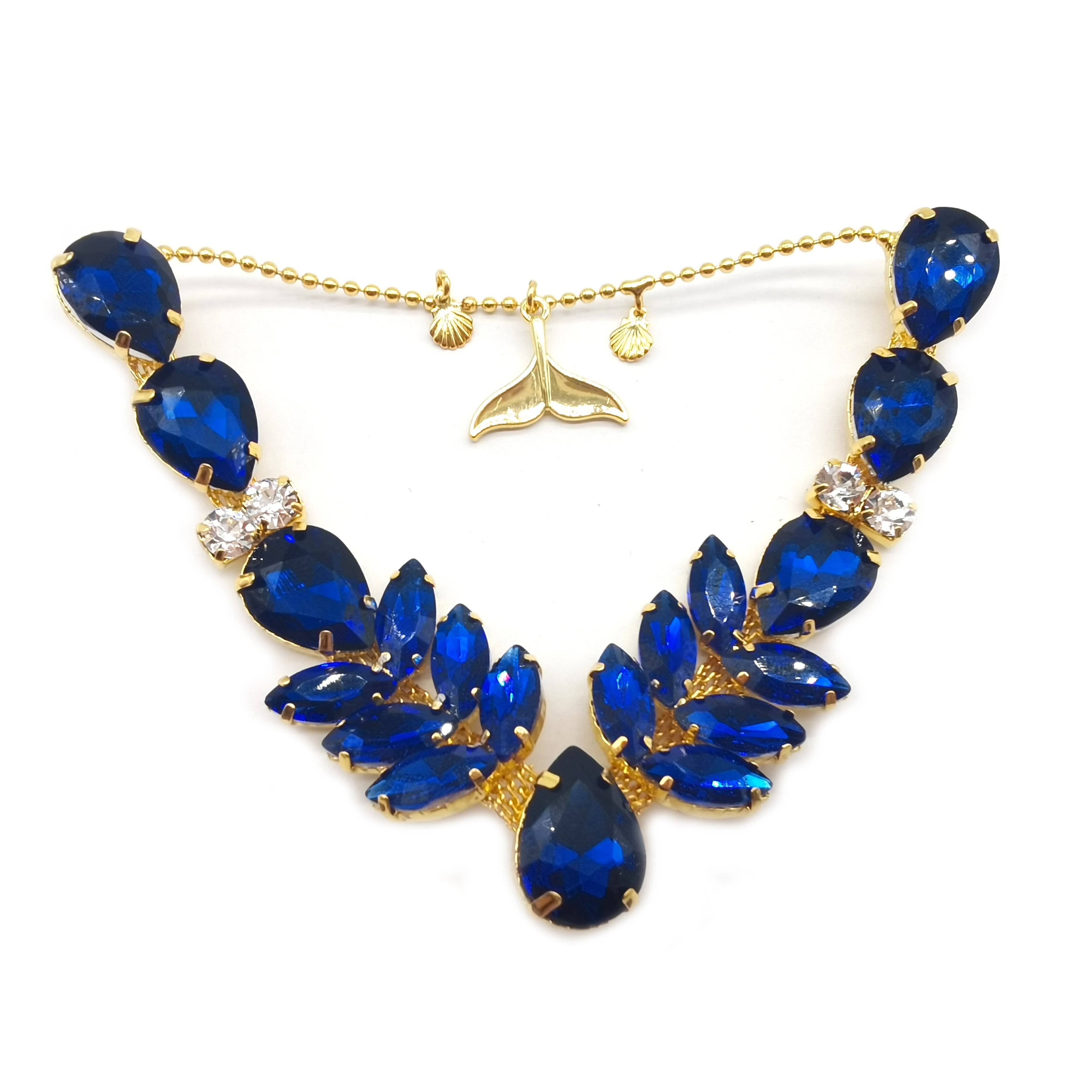 Decorative Metal Rhinestone Shoes Chain Summer Women Ladies Slipper Sandal Accessories With Mermaid Tail Pendant
