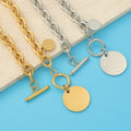Stainless Steel Blank Round Square Pendant Engraving Custom Name Necklace for Valentine's Day Gift Bijoux En Acier Inoxydable