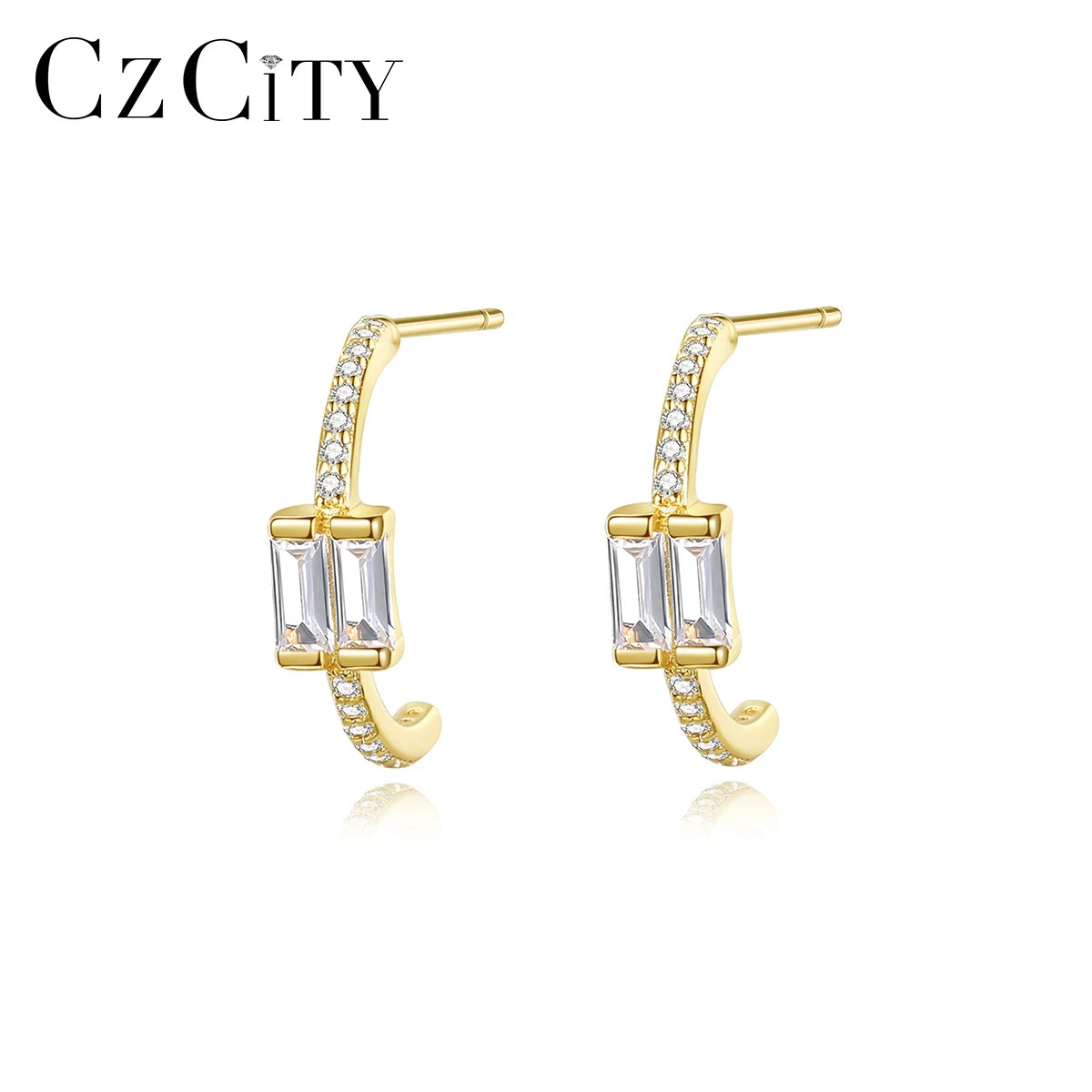 CZCITY CZ Jewelry Sterling Silver Hook Earing Gold Statement 2025 Hoop Plated Large Earring