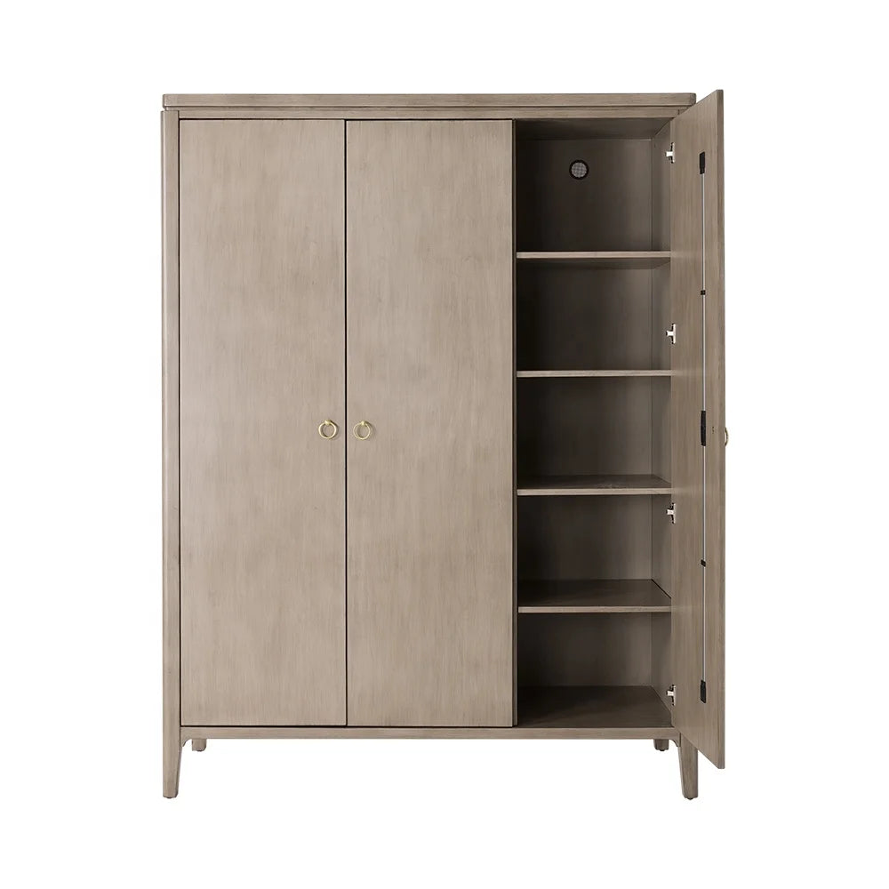 Simple Modern Scandinavian Three-Door Closet All Solid Wood in Oak Black Walnut for Bedroom or Living Room