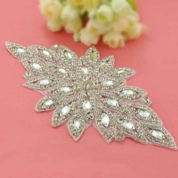 Fashion Crystal Rhinestone Applique Work Designs for Dresses WRA-311