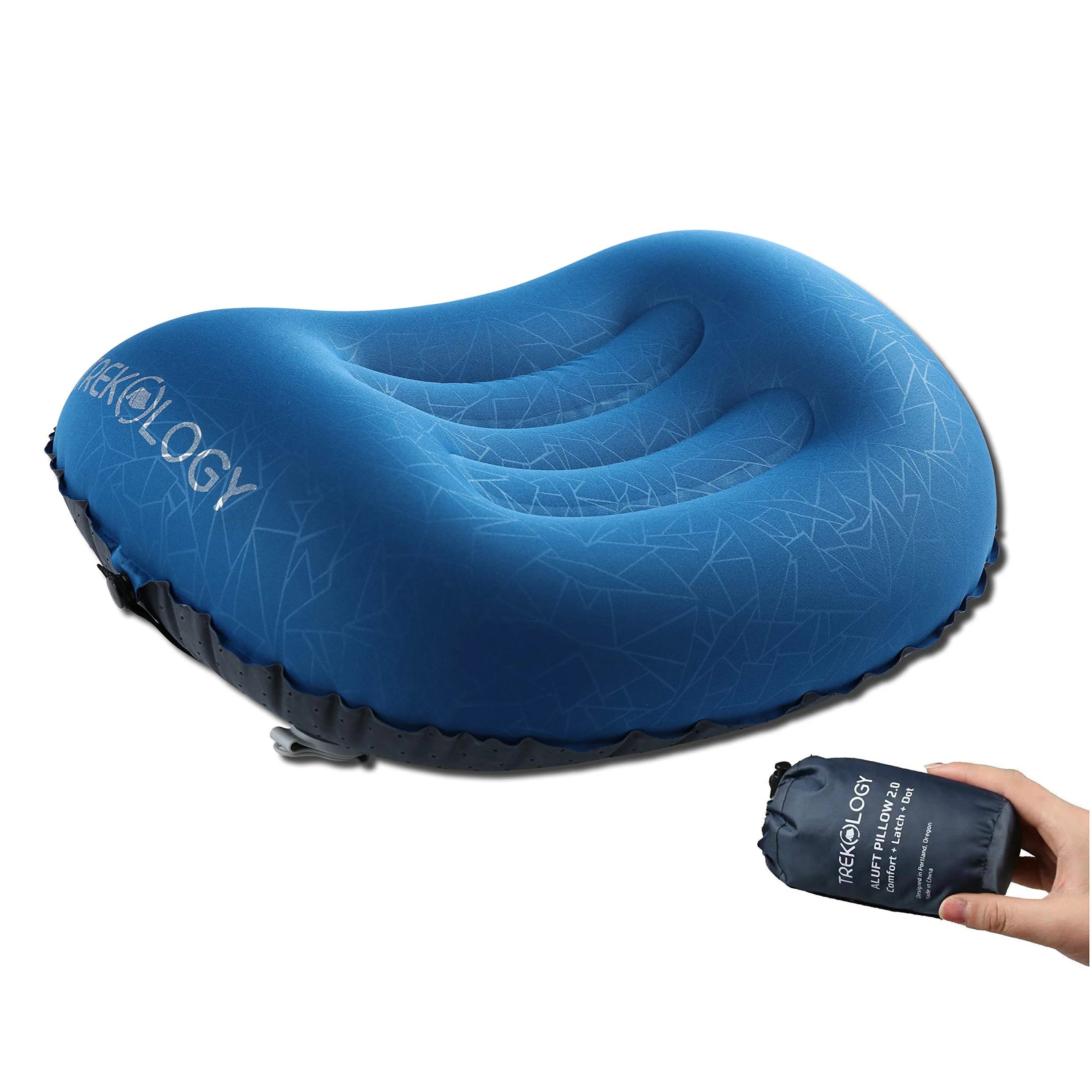 Portable Inflatable Camping Pillow Ergonomic Lightweight Travel Pillow with Storage Bag for Backpacking Hiking Camping Airplane
