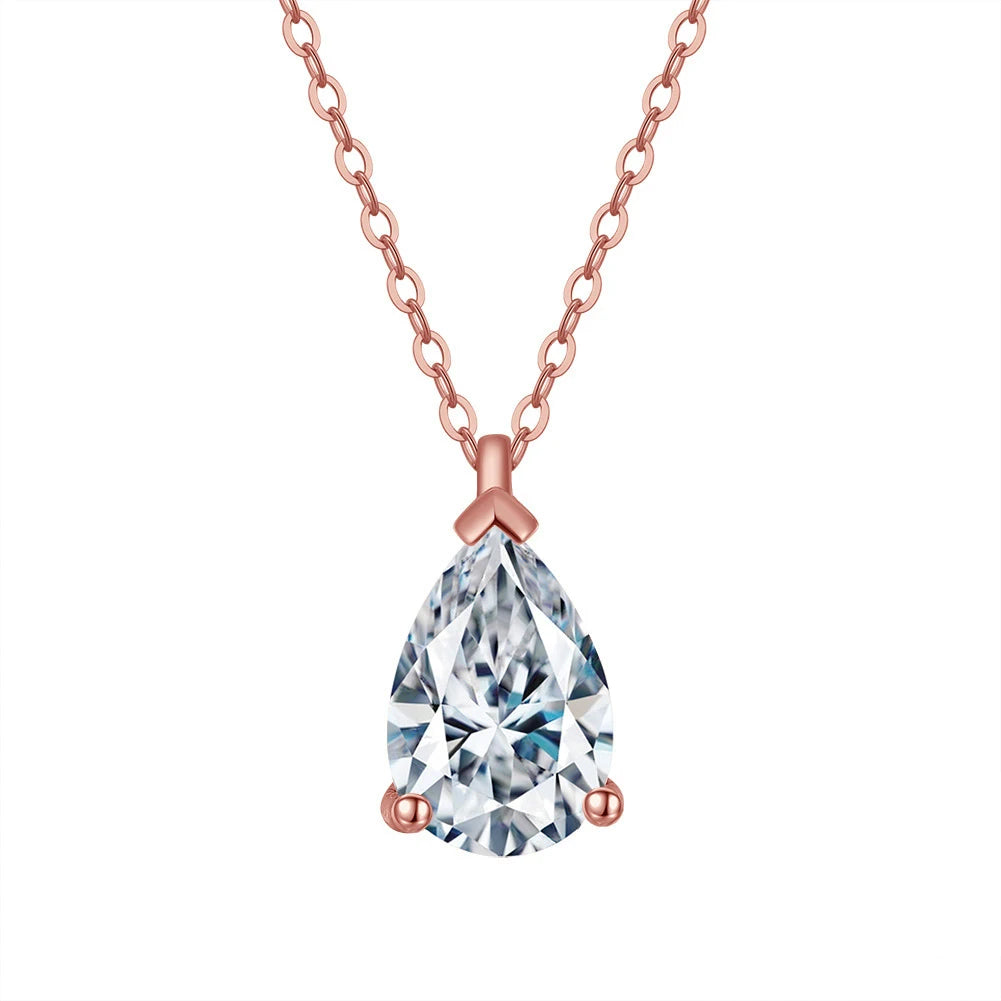 Jewelry Factory Wholesale 4A Cubic Zircon Waterdrop Pendants 925 Sterling Silver Minimalism Necklace for Women