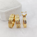 Handmade 24K Gold Plated Stainless Steel Promise Rings Ladies 3pcs Wedding Engagement Jewelry Sets Anel Feminino for Couples