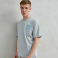Imperio Shop Men's Regular Fit 100% Cotton Casual Breathable 320g Short Sleeve Grey T-Shirt SOUL Artistic Design Sand Effect