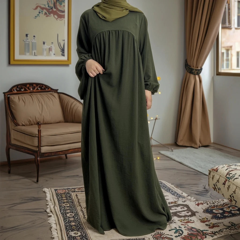 Loriya Wholesale Islamic Clothing for Women Solid Color Modest Dresses Butterfly Sleeves Abaya Designs for Adults Fabric