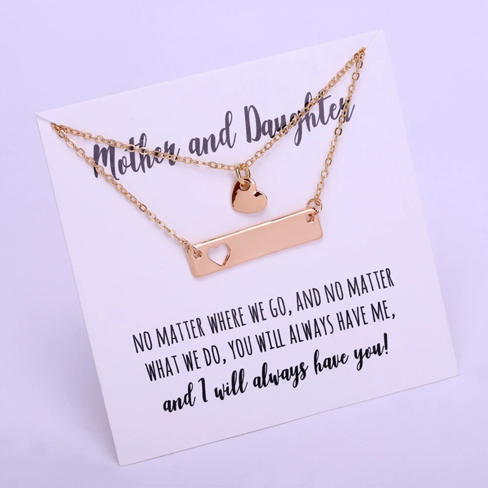 2pcs/set 100 Designs Mother's Day Gift for Mom Grandma Daughter Stainless Steel Silver 18K Gold Bar Disc Heart Jewelry Necklace