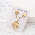 Wholesale No Fade Stainless Steel Gold Plated Butterfly Animal Flower Earring Necklace Jewelry Set