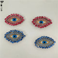 Sparkling 5.5*3.5cm Handmade Eye Design Appliqued Sew-On Resin Rhinestone Beaded Crystal Patch for Hat