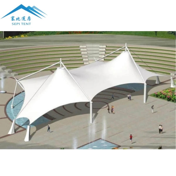 Custom Stretch Fabric PVDF PTFE Car Park Shed Roofing Tensile Membrane Structure
