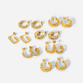 Geometric Style Women's Earrings Trendy 18K Gold-Plated Diamond C-Shaped with Zircon Stainless Steel Fashion Jewelry
