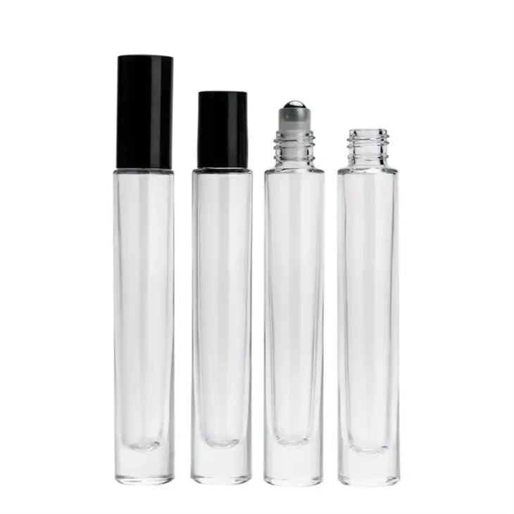 10ml Glass Bottle Stainless Steel Roller Ball Refillable Roll on Bottle Clear Glass Roll on Perfume Oil Bottle