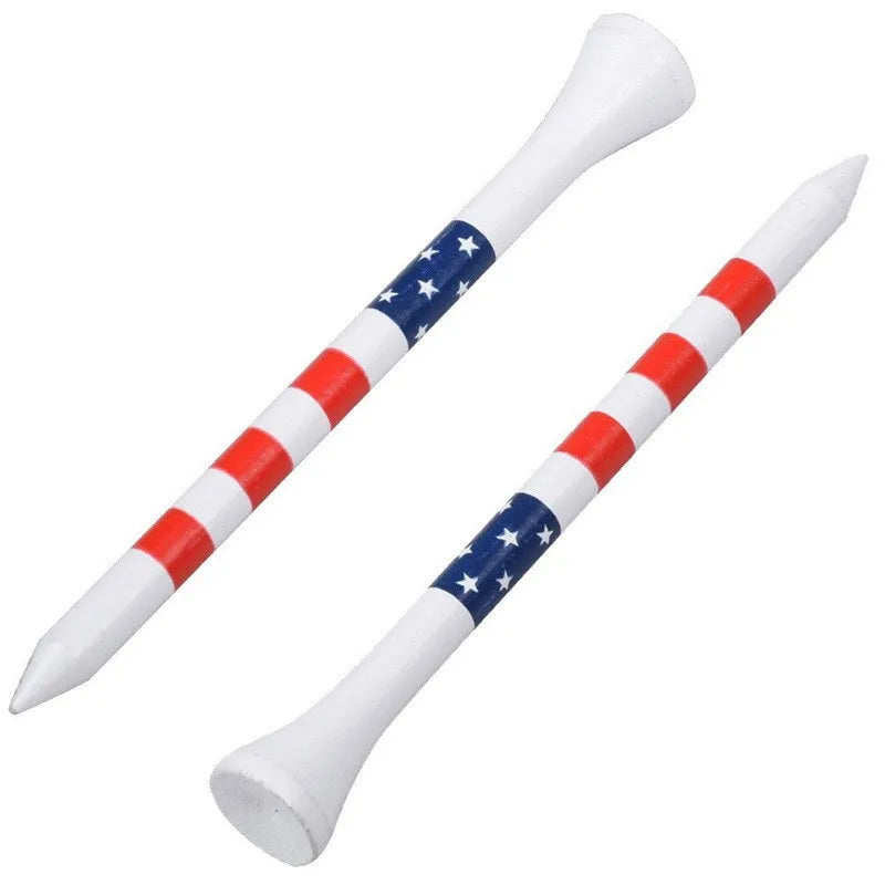 American Flag Style Durable Bamboo Golf Tees Custom Sizes 3-1/4" & 2-3/4" Bulk Training Ball Holder for Driving Range Practice