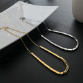 Dainty 18K Gold Plated Square Charm Necklace With Women Adjustable Stainless Steel Herringbone Chain Necklace