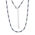 Simple 925 Sterling Silver Tennis Jewelry Set 2mm CZ Sapphire Link Chain Tennis Necklace Bracelet Sets for Women