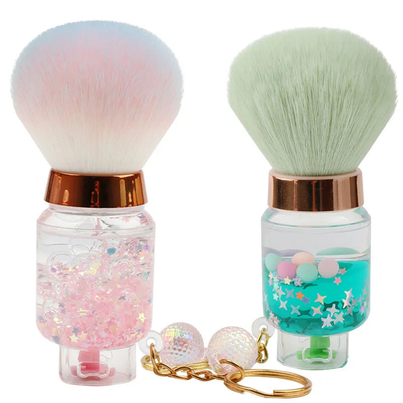 Custom LOGO Portable Travel Size Pink Water Blue Foundation Makeup Brush Kabuki Facial Beauty Powder Blush Cosmetic Nail Brushes