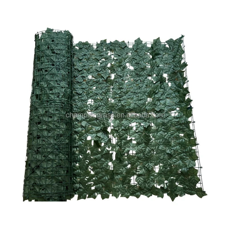 Hot Trend Expandable Plastic Garden Fence with Artificial Grass Leaves Easy-Assembly 1*3M for Outdoor Decorative Use MegaBDM