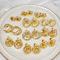 2024 Wholesale Gold Plated Classic Fashion Geometric Stud Earrings with Vintage Loop Design Jewelry Gifts for Unisex