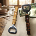 Unique Bamboo Root Handle Stainless Steel Cap Beer Bottle Opener