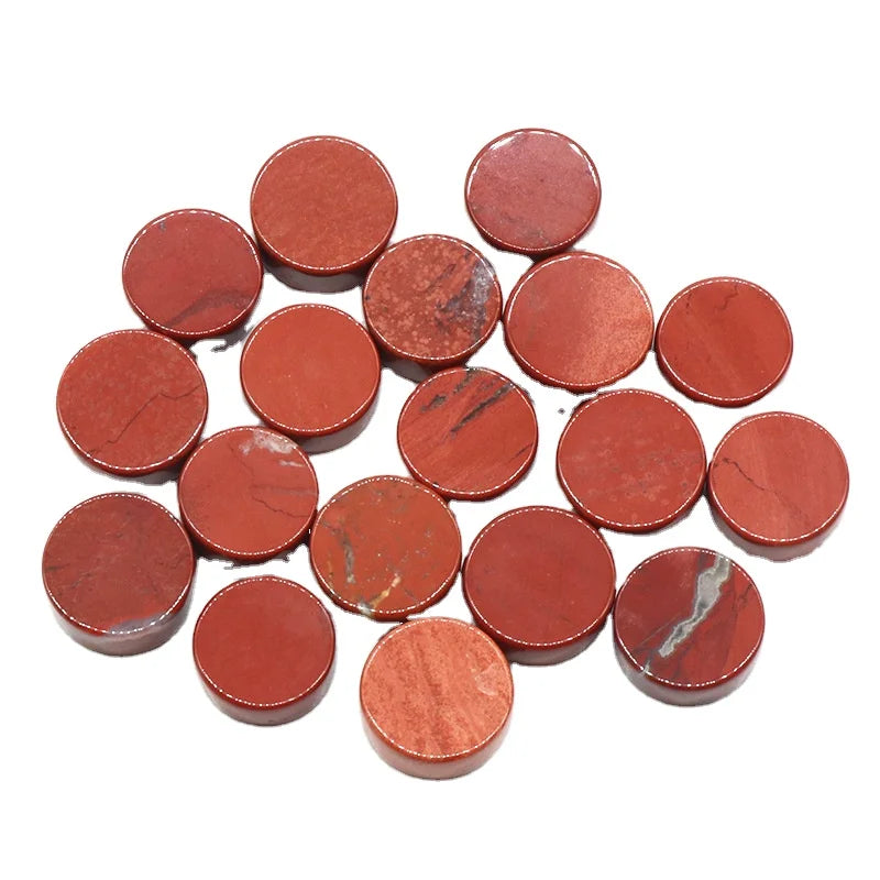 DIY Natural High Quality Red Jasper Round Crystal Carving Crafts Button Gift Home Decoration