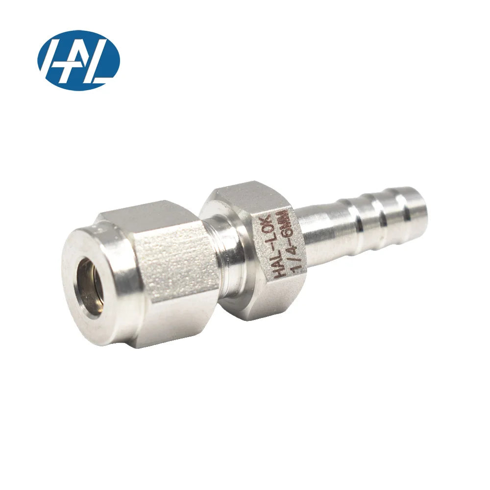 Stainless Steel Compression Fitting Polished Surface Tube Compression to Hose Barb Fittings