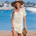 Custom Design Logo Fashion Summer Beach Swimwear  Sweater Knitted Mesh Crochet Cover up Mini Women  Casual Dress