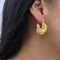 Dazan HOT 18k Gold Plated Unique Hypoallergenic Stainless Steel Geometric Design Irregularly Vintage Banquet Earrings for Women