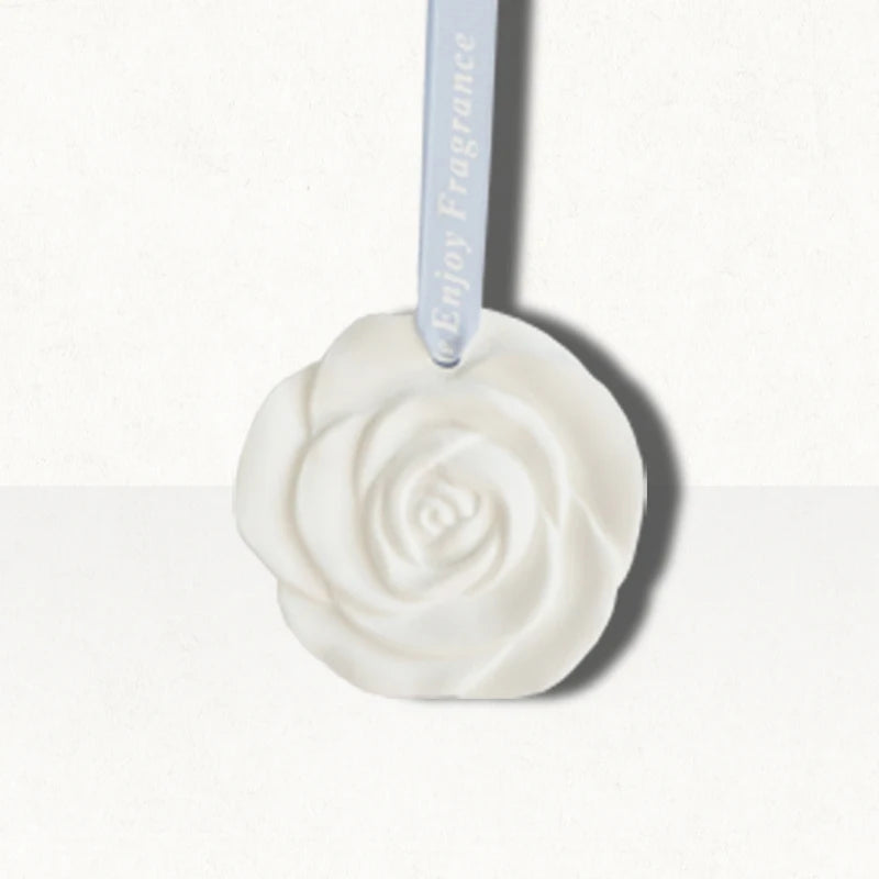 FinRu Stocked Hanging Car Wardrobe Air Freshener Scented Ceramic Rose Flower Aroma Plaster Fragrance Essential Oil Diffuser