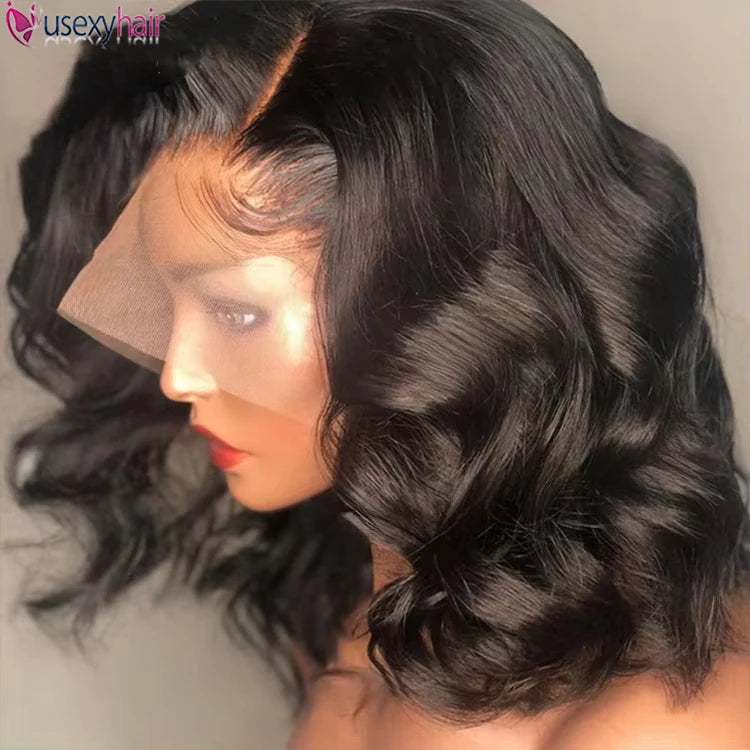Wholesale Human Hair Lace Front Short Bob Body Wave Wig Full Hd Frontal Wig Ocean Wave Bob Wig 13x4 Brazilian Human Hair Wigs