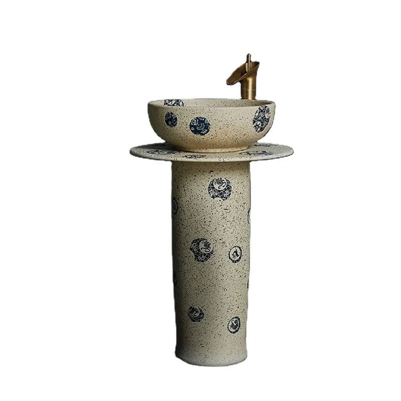 China Artistic Europe Style porcelain standing wash basin with pedestal ceramic basin pedestal