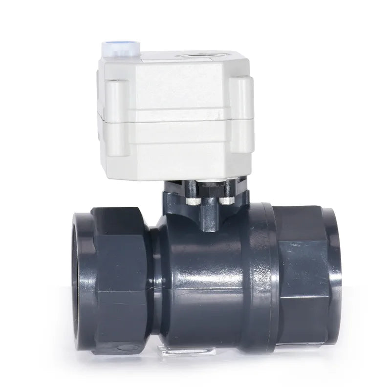 1-1/4'' DN32 PVC Electric Actuator Ball Valve 9-24VAC/DC or 110-230VAC Auto Return Failsafe NO/NC With Manual Override