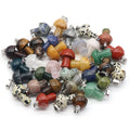 Natural Gemstone Crystal Stone Mushroom Shape Pendant Chain Necklace Jewelry