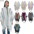 Landfond Women's Autumn Winter Argyle Acrylic Long Ethnic Knit Tassel Shawl Scarf Blanket