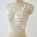 Beaded Embroidered Mesh Bridal Flower Lace Applique Patch Wedding Bridal Nylon Patches