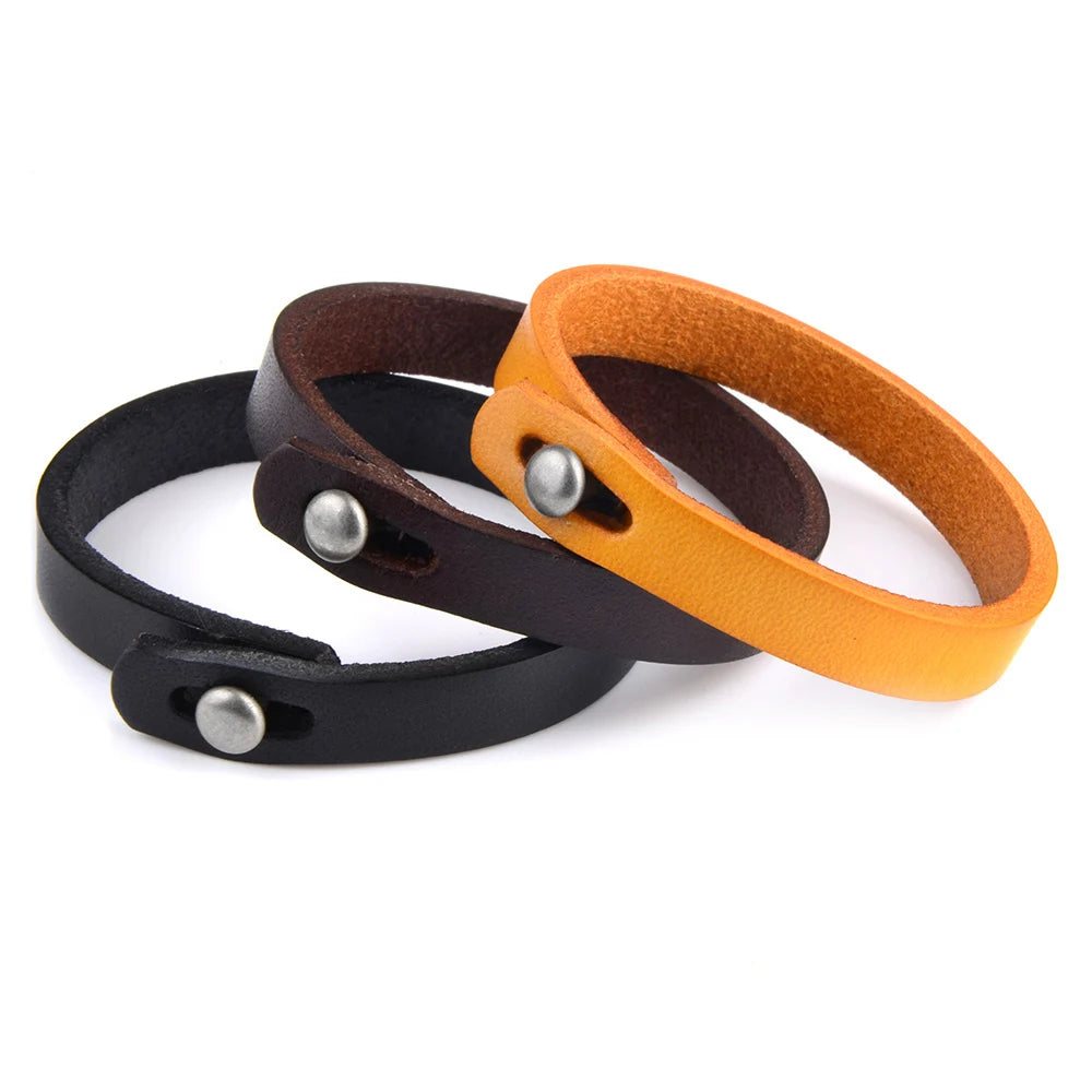 20cm Simple Genuine Leather Men Strip Wristband Cuff Bracelet