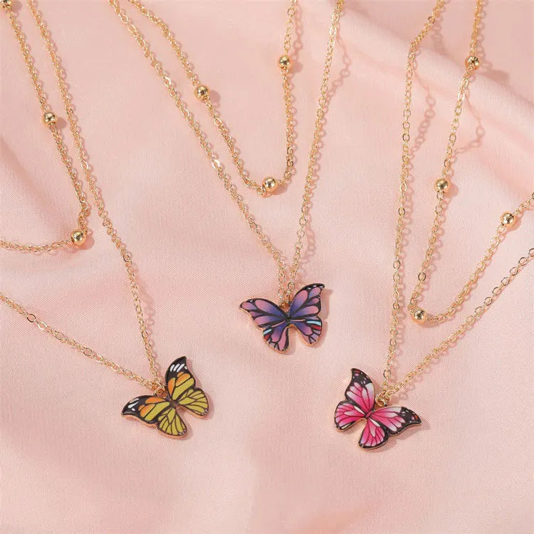 2023 New Arrival Pendant Necklace Simple Gold Chain Necklace Trendy Alloy Butterfly Necklace for Women Girls