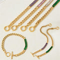 18K Gold Stainless Steel Cuban Chain Bracelets Chunky Miami Chain Iced Out Zircon Bracelet for Women