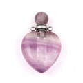 Hongzhuo Fluorite Gemstone Silver Plated Heart Shape Perfume Bottle Pendant for Necklaces Healing Crystals Jewelry