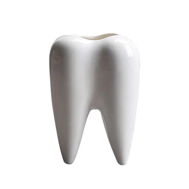 Wholesale Tooth Shape Planter Pot Desk Organizer Decoration Creative Pen Pencil Brush Holder Pot for Home Decor