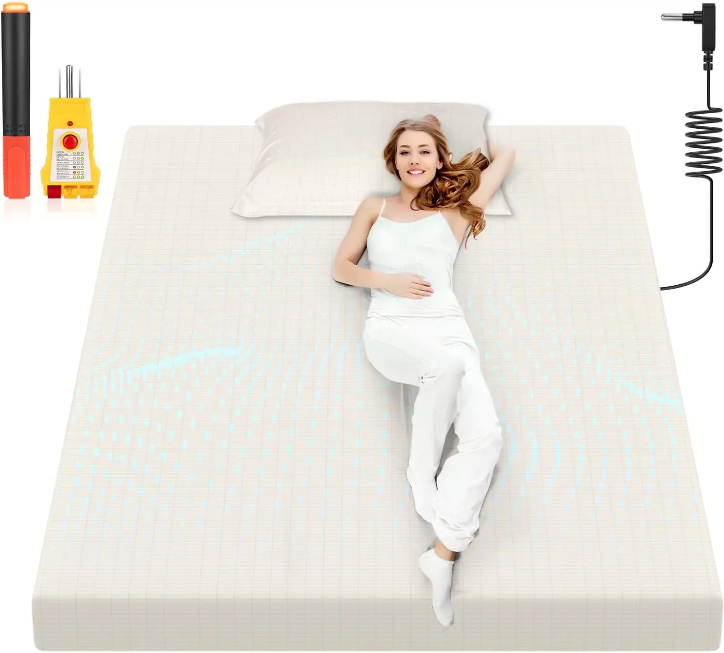 5% Silver 95% Cotton Conductive Bed Sheets Earth-Connected Plaid Fitted Sheet for Better Sleep for Hotels and Hospitals