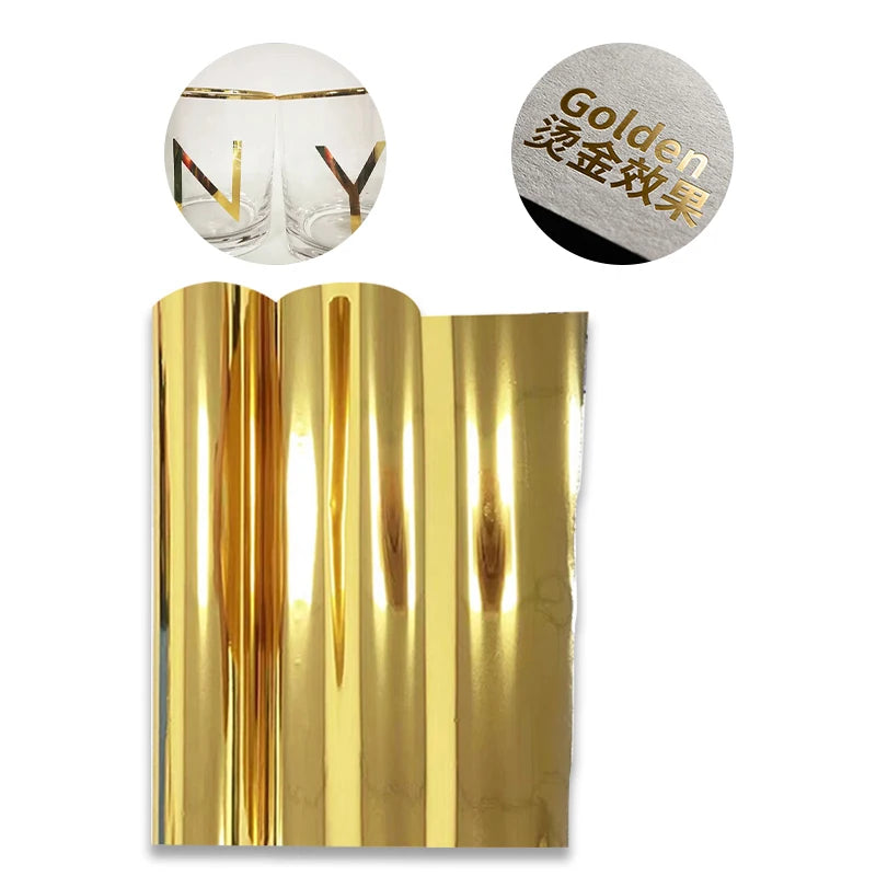 XBH UV DTF Hot Stamping Foil Holographic HTV Heat Transfer Film PVC Adhesive Lettering Film Gold Silver Leather 30cm/60cm